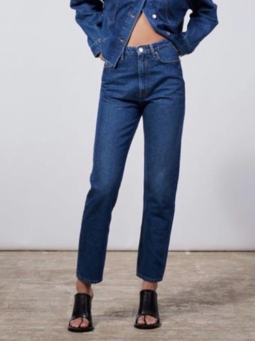 Zara Dark Blue Straight Leg Jeans